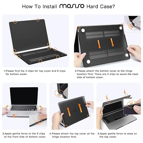 MOSISO Compatible with MacBook Air 13 inch Case 2025 2024 2023 2022 M4 A3240 M3 A3113 M2 A2681, Plastic Leopard Grain Hard Shell&Carrying Sleeve Bag&Keyboard Cover&Webcam Cover&Screen Protector, Black thumbnail 3