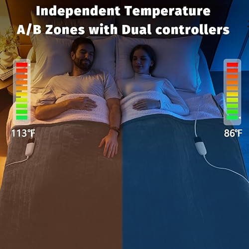Heated Electric Blanket Queen Size - 84" x 90" Heating Blanket with Dual Control, 10 Heating Levels & 8 Hours Auto Off, Soft Warm Flannel Blanket, Christmas Birthday Gifts for Senior Grandma thumbnail 2