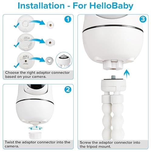Tripod Baby Monitor Mount for HelloBaby HB65/HB40/HB6550/HB6560/HB66/HB6339/HB6550 Pro, ANMEATE SM935E, Flexible Baby Camera Mount Attach Your Camera Wherever You Want thumbnail 5