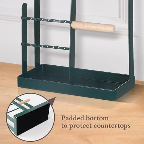 ProCase Jewelry Stand Holder Organizer, 4-Tier Necklace Holder with Ring Tray, 10 Hooks Necklaces Hanging Small Jewelry Display Storage Tower Tree for Bracelets Earrings Watches -Medium, Green thumbnail 4