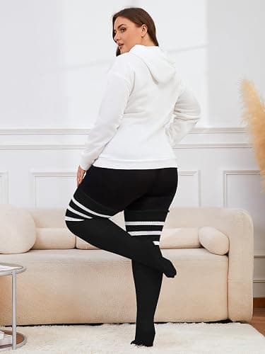 Moon Wood Plus Size Thick Thigh High Socks for Thick Thighs- Extra Long Striped Over the Knee Halloween Socks Leg Warmers thumbnail 6