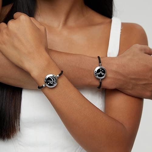 TOTWOO Long Distance Touch Bracelets for Couples, Smart Light & Vibration Love Jewelry, Long Distance Valentines Day Gifts for Him Her Women Men, One-to-One Bluetooth Pairing via App thumbnail 5