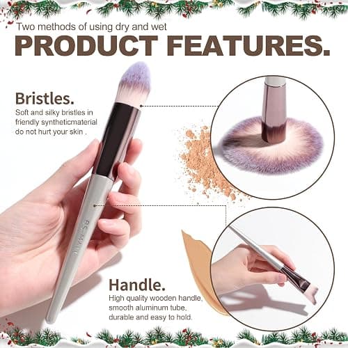BS-MALL Makeup Brush Set 18 Pcs Premium Synthetic Foundation Powder Concealers Eye shadows Blush Makeup Brushes with black case thumbnail 5