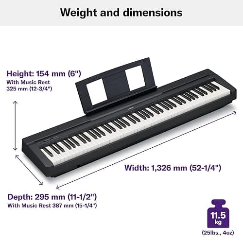 YAMAHA P71 88-Key Weighted Action Digital Piano with Sustain Pedal and Power Supply (Amazon-Exclusive) - P71 - Black - Digital Piano thumbnail 4