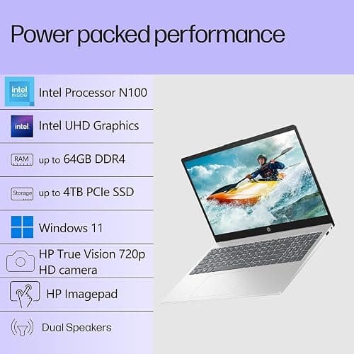 HP Laptop Computer, 15.6“ FHD Display, Intel 4-Core Processor, 16GB DDR4 RAM, 256GB PCIe SSD, WiFi 6, Bluetooth 5.3, USB-C, HDMI, Webcam, Numeric Keypad, Natural Silver, Windows 11 Home thumbnail 2