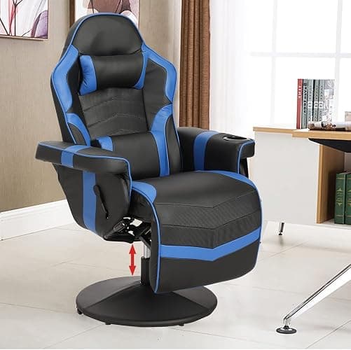 LVUYOYO Reclining Gaming Chair, Massage Gaming Chairs for Adults, High Back PU Leather Game Recliner w/Adjustable Height, Swivel Game Chair with Lumbar Support, Cup Holder, Headrest thumbnail 7