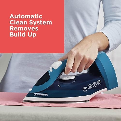 BLACK+DECKER Steam Iron for Clothes with Retractable Cord, Vertical Steaming, Anti-Drip Design, Spray Mist and Auto Clean Button, 1200W thumbnail 7