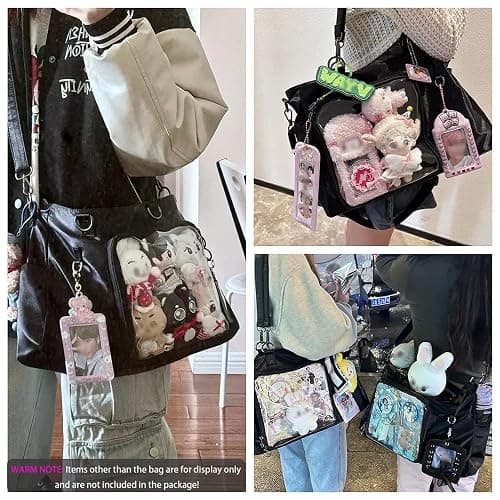 WELLRI Ita Bag with Insert Kpop Plushies Tote Bag Kawaii Anime Pin Display Crossbody Shoulder Messenger Bag thumbnail 3