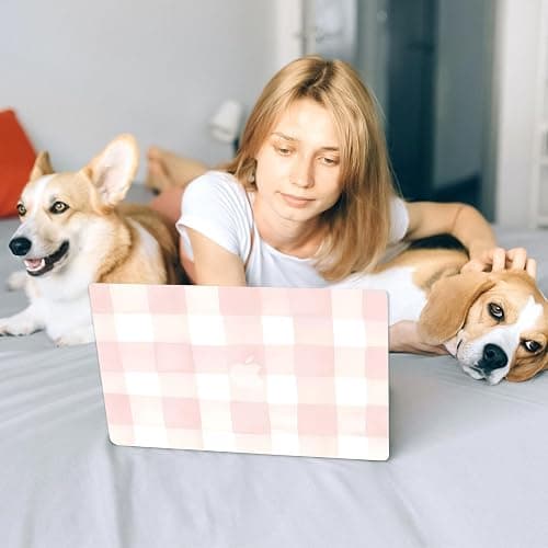 Seorsok Compatible with MacBook Air 13 Inch Case 2022 2021 2020-2018 Release A1932 A2179 M1 A2337,Cute Pink Retro Checkered Aesthetic Plastic Hard Case with Transparent Keyboard Cover,Pink Checkered thumbnail 7