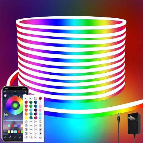 segrass Flexible LED neon Lights Strip 10M 24v RGB with Remote,APP Control, IP65 Waterproof for Bedroom,Room,Outdoors Decor - 10M - Image 1