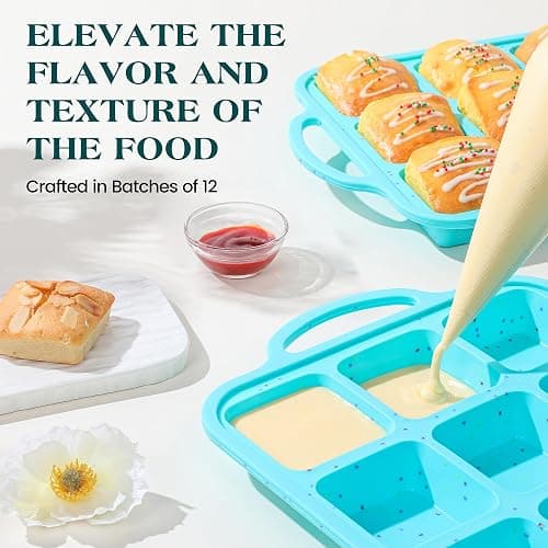 KASHME 12-Cavity Silicone Brownie Pans With Metal Frame, Non Stick | All Edges Mini Brownie Baking Pan With Dividers, Square Muffin Pan For Oven, Aqua, 1 Pc thumbnail 5