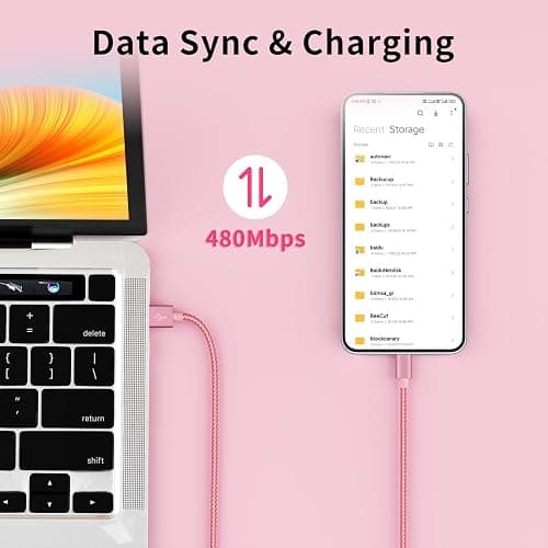 SPEATE USB to USB C Cable (5-Pack, 3/3/6/6/10FT), USB A to Type C Cable, Fast Charging Nylon Braided Sync Transfer Cord USB C Charger for Phone 16/15/iPad, Galaxy S/Note/A, Pixel and More thumbnail 6