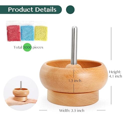 Tilhumt Bead Spinner for Jewelry Making, Effortless Rotating Wooden Clay Bead Spinner with 2 Big Eye Beading Needles and 3000 Seed Beads, Beading Supplies for Making Waist, Bracelets, Necklace thumbnail 5