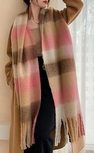 Wander Agio Winter Women Warm Scarf Long Shawl Large Scarves Cold Weather Thick Blanket Scarfs Colorful Plaid thumbnail 3