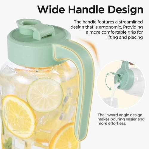 Spreccio Mason Jar Pitcher - Airtight & Leakproof Glass Pitcher with Lid, Perfect for Breastmilk, Cold Brew, and Sun Tea, 2 Quart (64 oz) Mason Jar with Pour Spout Lid thumbnail 3