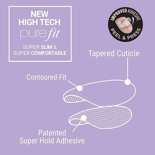 KISS imPRESS No Glue Mani 30 Pcs Press On Nails, Medium Coffin Design Nail, Solid Purple Lavender Print, Simple Peel & Press Easy Apply, Hassel-Free Removal, Essential Tools Included thumbnail 3