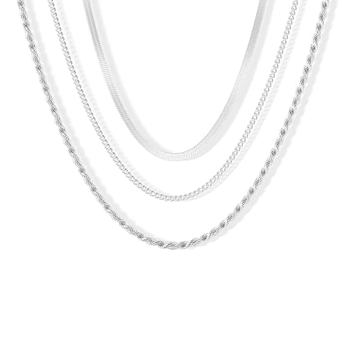 Freekiss Herringbone Necklace for Women,Dainty Gold Necklace,14k Gold Plated Snake,Gold Chain Choker Necklaces,Simple Gold Layered Necklaces,Gold Jewelry Gift for Women - Image 1