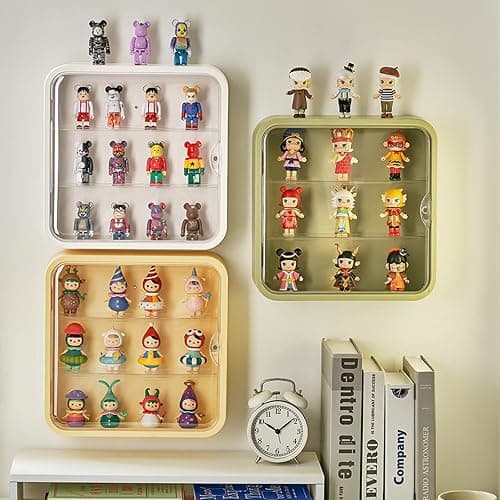Wall Mount Display Case for Figures - Space Saving & Adjustable Acrylic Storage Box with Magnetic Door, Dustproof & Moisture Proof for Lego Pop Mart Action Figures (Pink) thumbnail 7