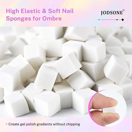 JODSONE 100PCS Soft Nail Sponges Tool with 1 Stainless Steel Grip Pen Professional Gradient Sponge Tool for Nail Art Gradient Designs Blush Nail Art thumbnail 2