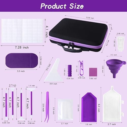LYMUSUMI Diamond Art Storage Containers 60 Slots Diamond Painting Tool | Diamond Painting Accessorie Portable Bead Organizer Boxes for Adults（Purple） thumbnail 2