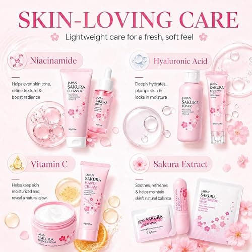 Sakura Skin Care Set for Kids & Teen, Birthday Christmas Gifts,15 PCS | Skincare for Girls 10-12, Skin Care for Kids 10-12, Kids Skin Care Set for Girls Ages 8-12, Face Care Kit, Daughter Gifts thumbnail 6