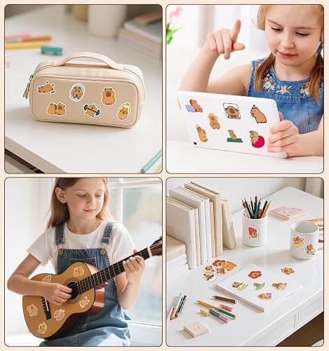 200pcs Capybara Stickers, Cute Vinyl Stickers Laptop Water Bottle Stickers for Kids Waterproof Animals Decals Sticker for Adults Teens Kids Classroom Prizes thumbnail 5