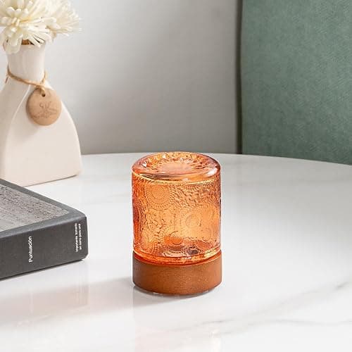 PWTZMYXGS Mini Lamps with Timer，Small Battery Operated Night Lights for Adults，Cordless Glass Vintage Sleep Nightlights，Portable Cordless Night Light for Bedroom, Living Room, Camping (Copper), PWT-7 thumbnail 6