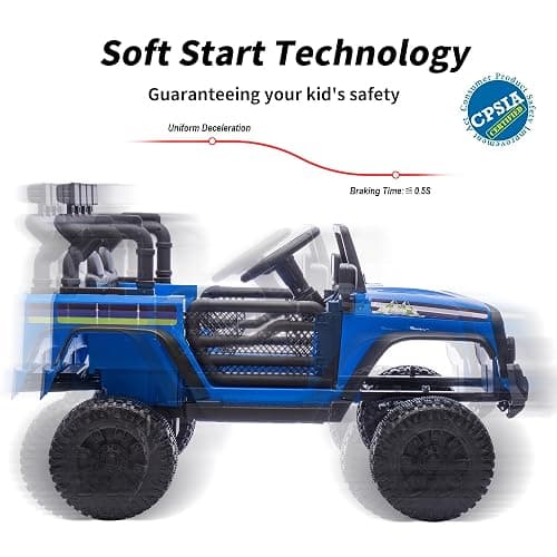 Hikiddo 24V Kids Ride on Car, Kids Electric Vehicles Car Ride on Toy Truck for Toddlers 3-5 w/Remote Control, 400W Motor - Blue thumbnail 8