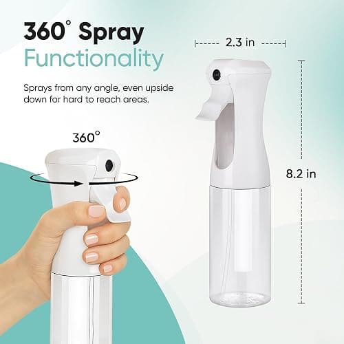 Aquableu Spray Bottle for Hair – Continuous Mist Spray Bottle for Hair Care, Styling, Cleaning, Plants, Pets & Essential Oils (Clear, 6.76oz/200ml) thumbnail 2