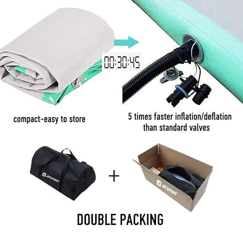 AKSPORT Gymnastics Air Mat Tumble Track Tumbling Mat Inflatable Floor Mats with Air Pump for Home Use/Tumble/Gym/Training/Cheerleading/Parkour/Beach/Park/Water thumbnail 5