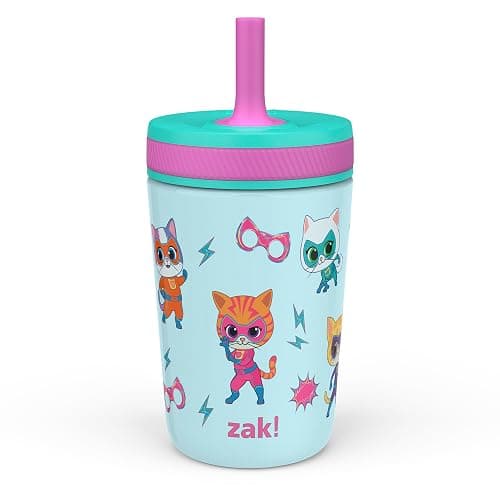 Zak Designs SuperKitties Kelso Toddler Cups For Travel or At Home, 12oz Vacuum Insulated Stainless Steel Sippy Cup With Leak-Proof Design is Perfect For Kids (Ginny, Sparks, Buddy, Bitsy) thumbnail 4