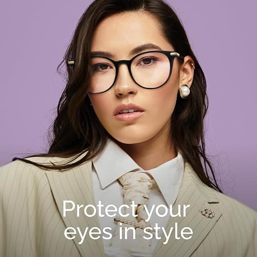 Gaoye Blue Light Blocking Glasses, Retro Round Eyewear Frame Anti Eyestrain Computer Glasses for Women Men - GY1688 (Light Black Frame/Transparent Lens) thumbnail 6