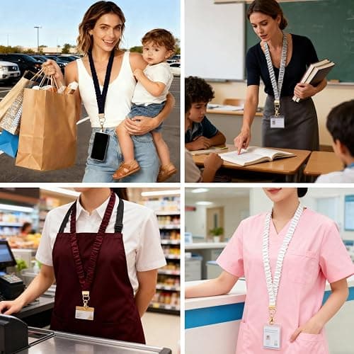 Ajmyonsp Scrunchie Lanyard for ID Badges Teacher, Stretchy Neck Key Lanyards for Women Men Nurse, Breakaway Cute Retractable Keychains Holder Clip for Father's Day Cruise Ship Cards, Black thumbnail 4