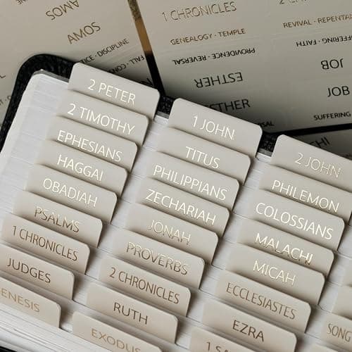 UPAFEXXI-Laminated Bible Tabs with Book Summaries(Gold Foil Embossed Lettering), Bible Tabs for Women and Men, Reposition Large Print Stickers, Easy to Read, 80Chapters Labels for Easy Navigation thumbnail 9