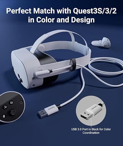 Syntech Link Cable 20 FT Compatible with Oculus/Meta Quest 3/Meta Quest2/Pro/Pico 4/Ultra Accessories and PC/SteamVR, High Speed PC Data Transfer, USB 3.0 to USB C Cable for VR Headset thumbnail 3