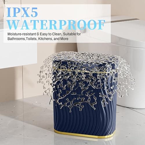 steo spce Bathroom Small Trash Can with Automatic Touchless Lid, 2.6 Gallon Smart Garbage Can Narrow Waterproof Trash Bin for Bedroom, Office, Living Room (Dark Blue) thumbnail 5