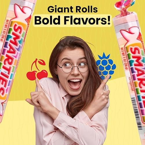 Smarties Candy Giant Rolls - Gluten & Vegan Free - Classic Sweetness From Family Owned Company Since 1949, Peanut & Dairy Free - Individually Wrapped Bulk Halloween Candy- 2.2 Pound (Pack of 2) thumbnail 4