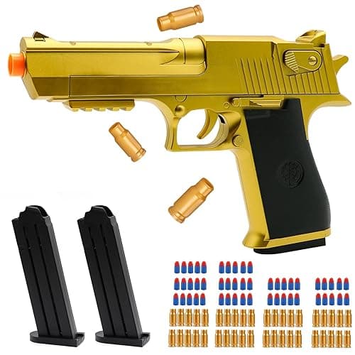 Nogevo Soft Bullet Toy Gun with Empty Shell Ejecting with Foam Bullets - Shooting Educational Gun Toys Model - Christmas, Birthday Gifts for Boys Kids Girls Adults Age 8+ - Gold