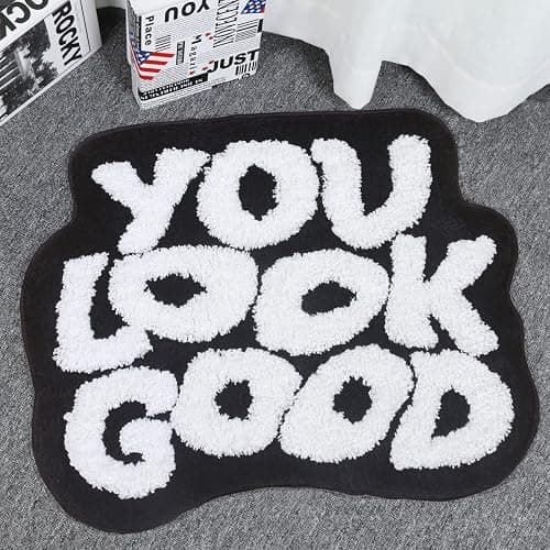 Urtlmaji You Look Good Bath Mat Pink Bathroom Rugs Funny Cute Bath Rugs Non Slip Microfiber Plush Preppy Small Cool Shower Rug Washable Absorbent Floor Mat for Bathtub Sink - Image 1