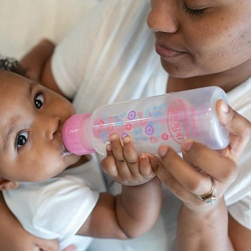 Dr. Brown’s Anti-Colic Options+ Baby Bottles, Narrow, Pink Floral Designs, 8oz, 4 Pack and HappyPaci 100% Silicone Pacifier 0-6m, BPA Free, White, Pink, Light Pink 3-Pack thumbnail 2