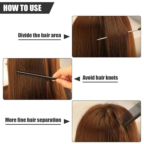 NICEMOVIC Rat Tail Parting RatTail Braiding Comb for Women 24 Pack, Hair Parting Tools Rat Tooth Combs Bulk, Individually Wrapped Braider Essentials Barber Supplies for Hair Stylist (Black) thumbnail 3