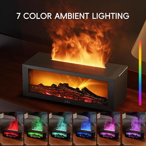 YALEDI Essential Oil Diffuser, 7 Colors Fireplace Fire Flame Aromatherapy Diffuser, 150ml Ultrasonic Humidifier, Scent Aroma Diffuser with Remote Control & Timer for Home,Bedroom,Office,Yoga (White) thumbnail 3