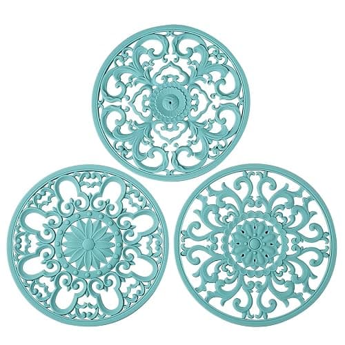 Extra Thick Silicone Trivet Mat for Hot Dishes, Hot Pots and Pans, Pot Holder, Hot Pad to Portect Your Table and Countertop, Kitchen Decor and Accessories,Turquoise,Set of 3 - Image 1