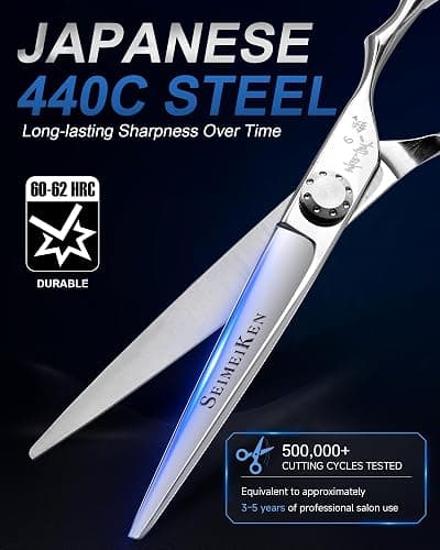 SEIMEIKEN Professional Hair Cutting Scissors 6" Japanese 440C Hair Scissors | Hair Cutting Shears for Men Women, Ultra-Sharp Smooth Cuts, with Combs, Haircut Scissors for Barbers, Home Stylists thumbnail 3