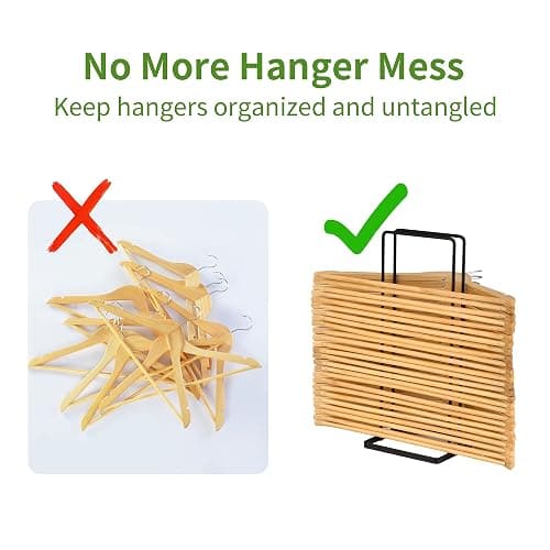 EASTTOWEST Hanger Organizer Stacker for Closet Laundry Room,Holds up 110 Wire Hanger,Black Carbon Steel Clothes Hanger Storage Rack Holder for Adult or Child thumbnail 4