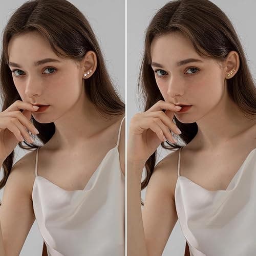 Lunvky 3 Pairs 14K Gold Plated Stud Earring Sets for Women Small Dainty Sterling Silver Earrings for Multiple Piercing Cartilage Tragus Trendy Post Cute Earrings Stacks Jewelry Birthday Gifts thumbnail 7