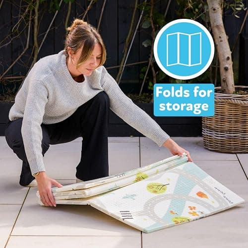 Nuby Foldable Reversible Baby Play Mat, 150 x 200 cm, XXL, 0M+, Rainbow | Waterproof Floormat, Easy to Clean with 2 Designs, Folds up for Easy Storage, Perfect for Fun Safe Baby & Toddler Play thumbnail 5