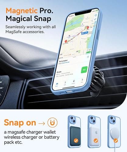 CANSHN Magnetic for iPhone 13 Mini Case, Upgraded [Full Camera Protection] [Compatible with Magsafe] [Translucent Matte] Shockproof Protective Phone Case for iPhone 13 Mini 5.4" - Light Blue thumbnail 5