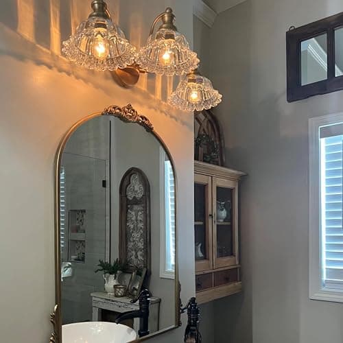 XIEDUN Vintage Bathroom Vanity Light Fixture 3 Lights Vanity Lighting Matte Antique Brass Vanity Light for Bathroom thumbnail 2