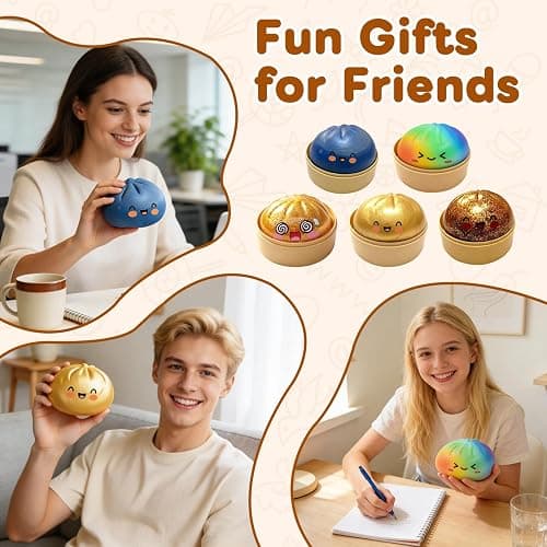 Glitter Dumpling Squishy,Dumpling Squishies,Glitter Dumpling Mystery Box,Colorful Dumpling Stress Balls Fidget,Jumbo Squishy Toy with Steamer Box,Soft Squeeze Decompression Dough (Rainbow Colors) thumbnail 3